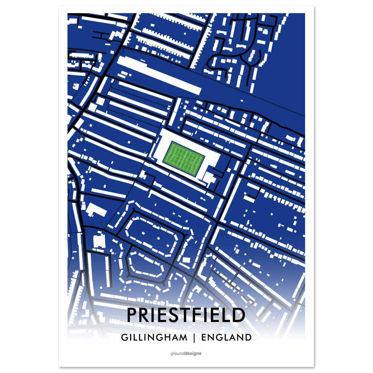 Priestfields Rugby Club Maps Gillingham Priestfield Stadium Art Print – Stadium Map Edition – Ground ...